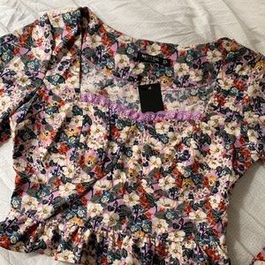 Nasty Gal cropped floral bustier top